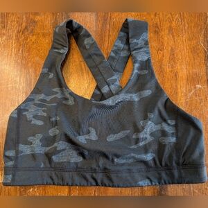 Lululemon Sports Bra Black Camo Large Gym Workout Exercise Yoga Fitness Used